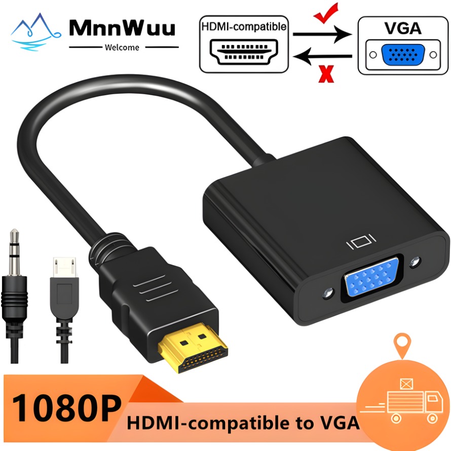 Pc Power Supply - Convertitore adattatore compatibile HDMI-VGA 1080P con